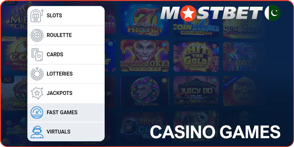 Categories of games at Mostbet Casino