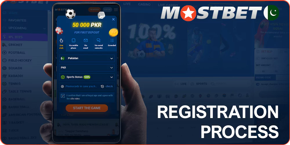 Registering a Mostbet account through the application