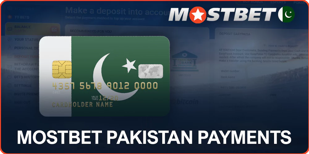 Payment methods for Pakistanis on Mostbet