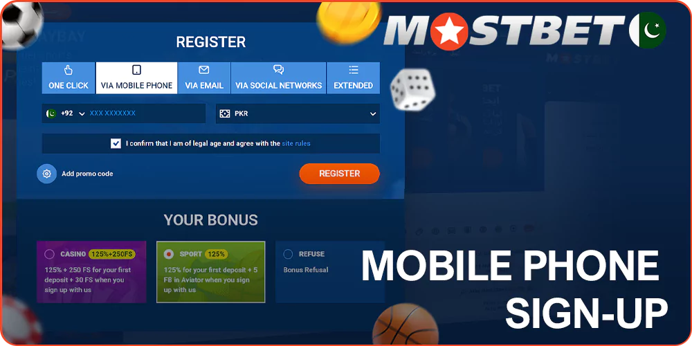 Registration at Mostbet by phone number