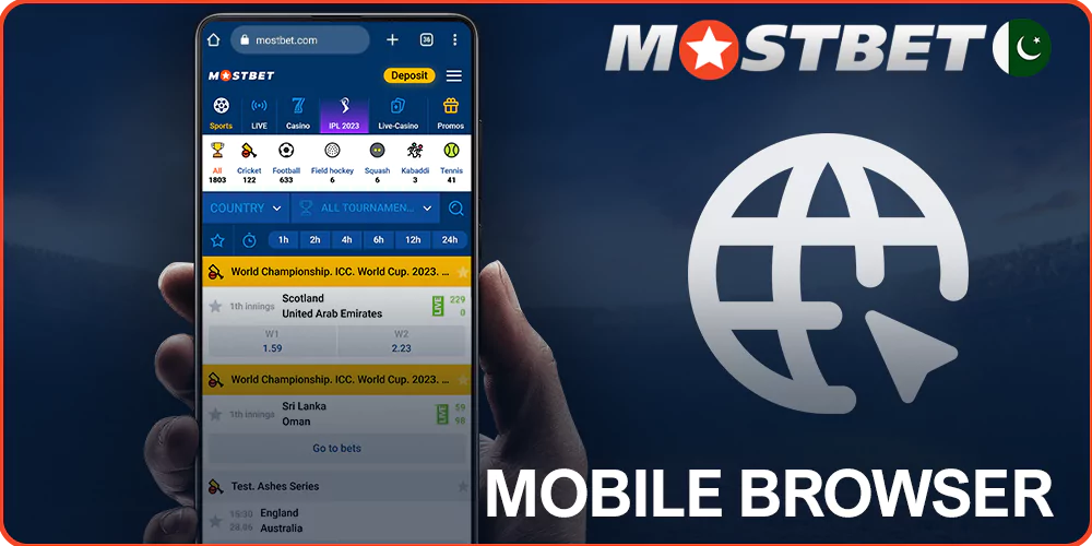 Mobile version of Mostbet for the browser