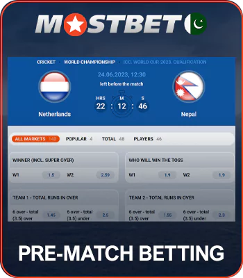 Pre-match betting at Mostbet